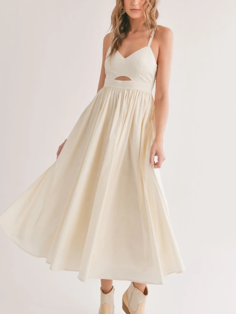 Sadie & Sage Ivory Midi Skirt with Cutout Bodice (See Description)
